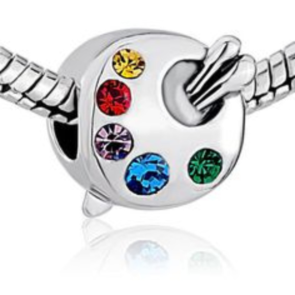 FREE S/H Pugster Paint Palette Bracelet Charm - Fits Pandora - Picture 1 of 3